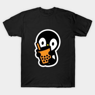 Penguin Bird Bubble Thai Milk Tea Boba Pearl Drink Animal Bambu Brand T-Shirt